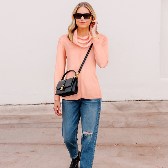 GB New York Peach Cowl Neck Long Sleeve Knit Top – Size S - Picture 2 of 9